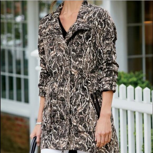 Soft Surroundings Jackets & Blazers - Soft Surroundings Jacket Utility Viper Coat Snakeskin Convertible Collar Top S